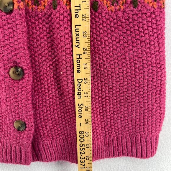 SUNDANCE Sweater PM Petite Fair Isle Thermal Cardigan Button Up Wool Blend Pink - Picture 14 of 16